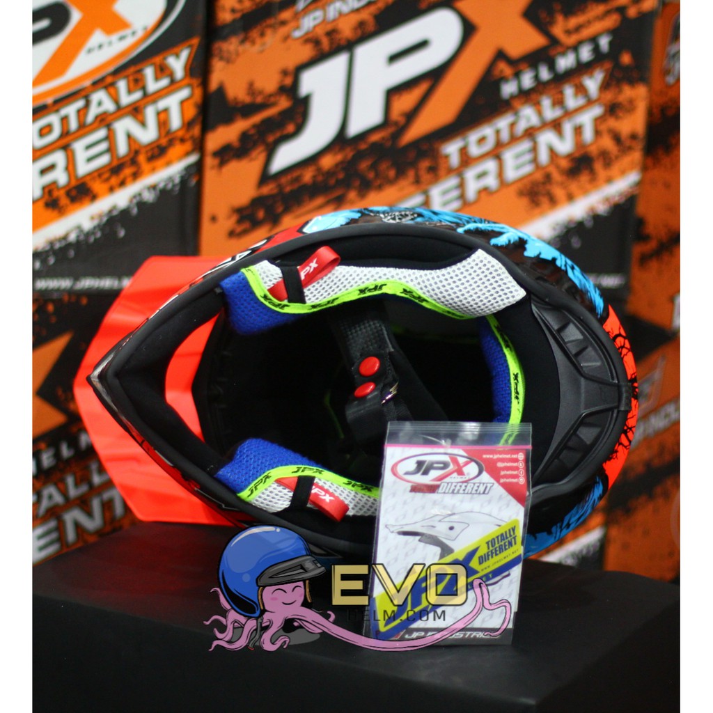 HELM JPX CROSS_ FOX1 X14 - FLUO RED GLOSS + GOOGLE SNAIL (ONGKIR 2 KG) HELM JPX TERBARU