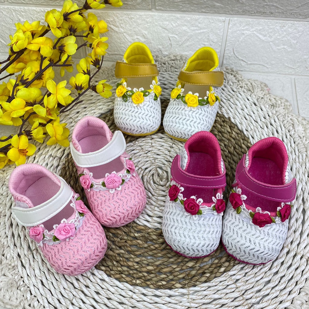 SEPATU PREWALKER BABY BAYI PESTA ANAK PEREMPUAN PAYET BUNGA 0-12 BULAN XP01