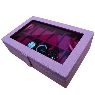 Kotak Jam Tangan isi 12 Warna PINK MUDA Watch Box Organizer Box Jam Tangan