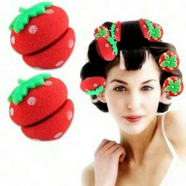 Sponge Strawberry Roll Curly Hair - Spons Keriting Rambut Stoberi Ikal Curler Balls Curlier Kriting