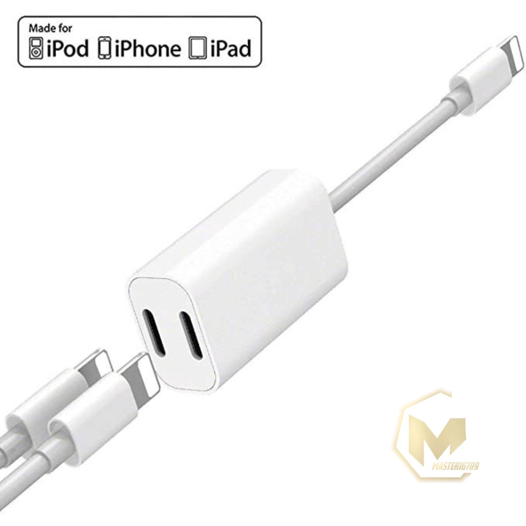 JH006 Kabel Splitter Y 1 phone  - Y Cable Adapter Apple Converter Lighthing 2in1 1 phone  MA3030