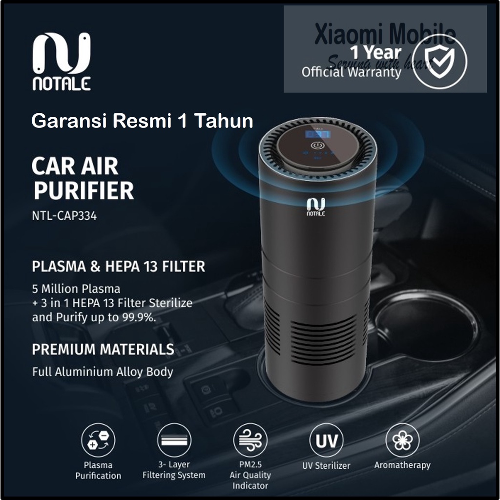 Jual NOTALE Portable Car Air Purifier HEPA 13 Plasma UVC Garansi Resmi
