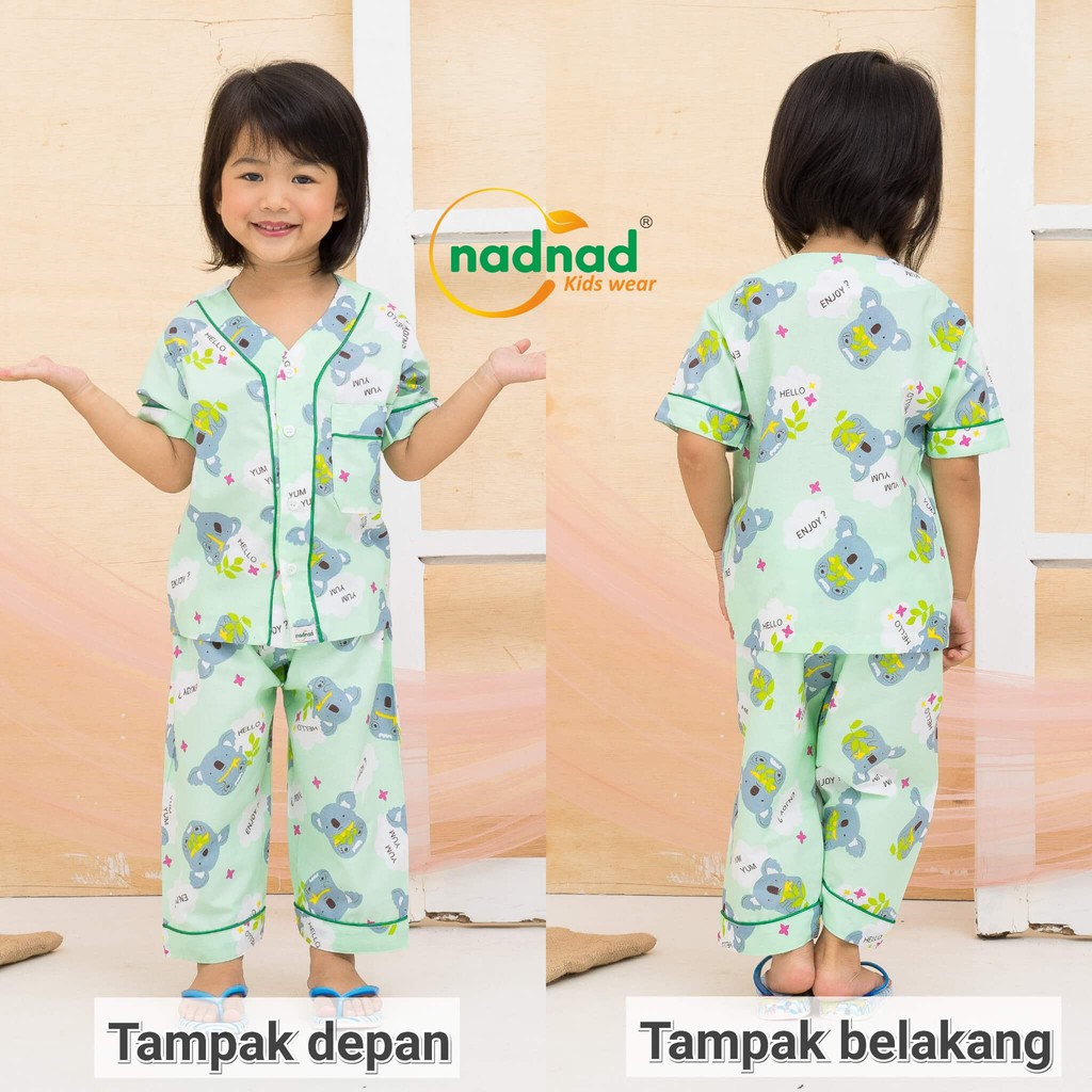 Piyama Piama Baju Tidur Bayi Pajamas Anak Balita Perempuan Laki laki Karakter One Set by Nadnad