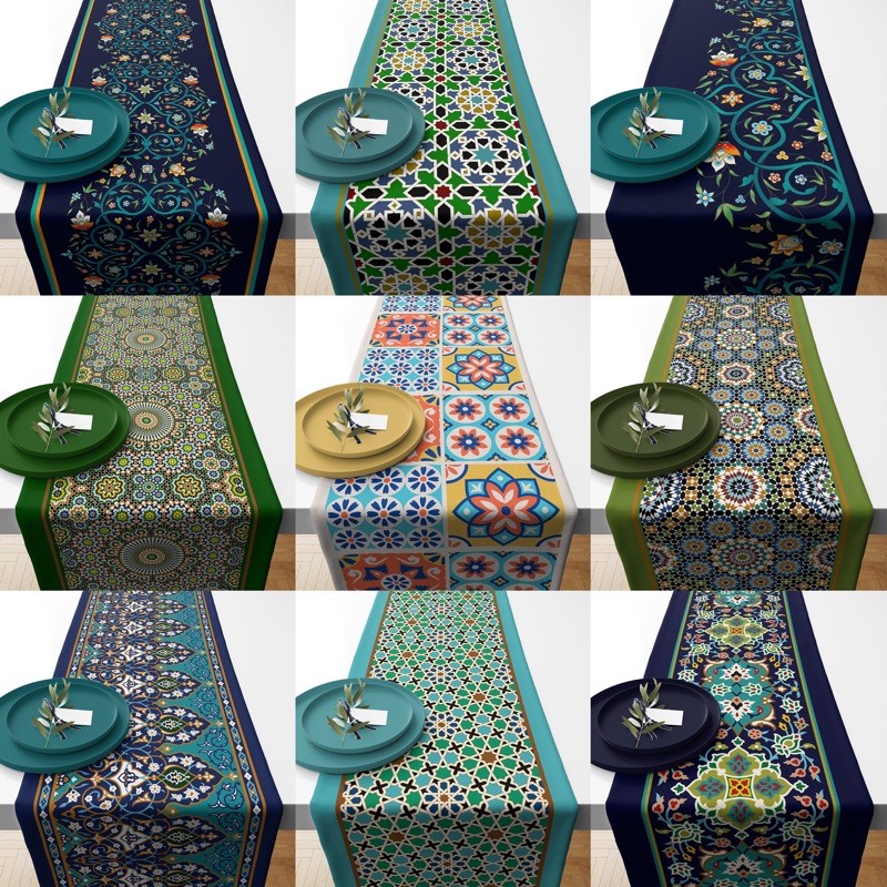 Table Runner Taplak Meja Motif Bohemian Turkish Maroko Arabic Turkey Aesthetic 140x40 cm dan 230x40 cm - Pusat Kado Murah