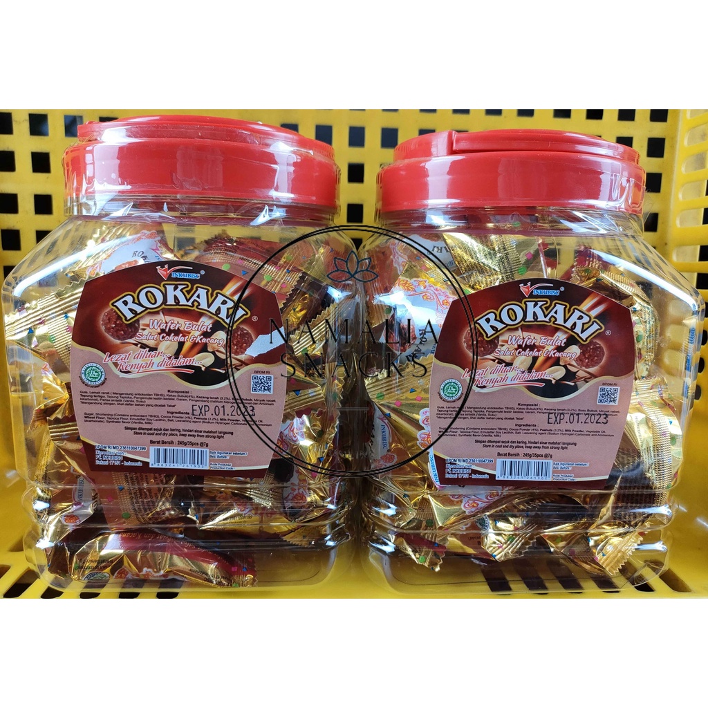 

ROKARI WAFER COKELAT BULAT 245gr ISI 35pcs / WAFER BULAT COKELAT KACANG