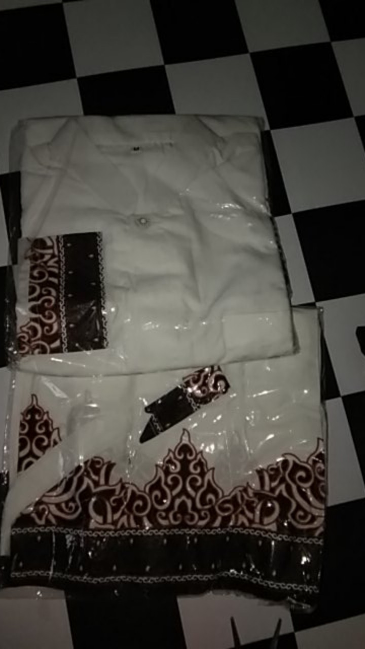 Batik Solo Modern Set Celana Sarung Dan Koko Tumpal Putih
