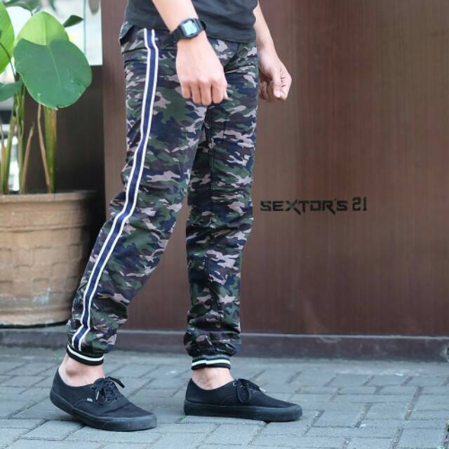 Celana joger pria camo army loreng forward