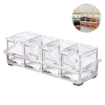 Kotak Bumbu Crystal Seasoning Box 4 Pcs Transparan Tempat Bumbu Rak Dapur Perabot Dapur