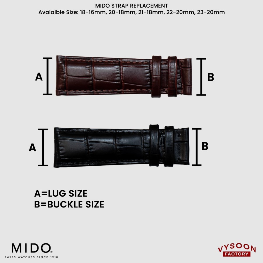 Tali Kulit Jam Tangan 20mm 22mm 23mm Leather Strap Watch Ori