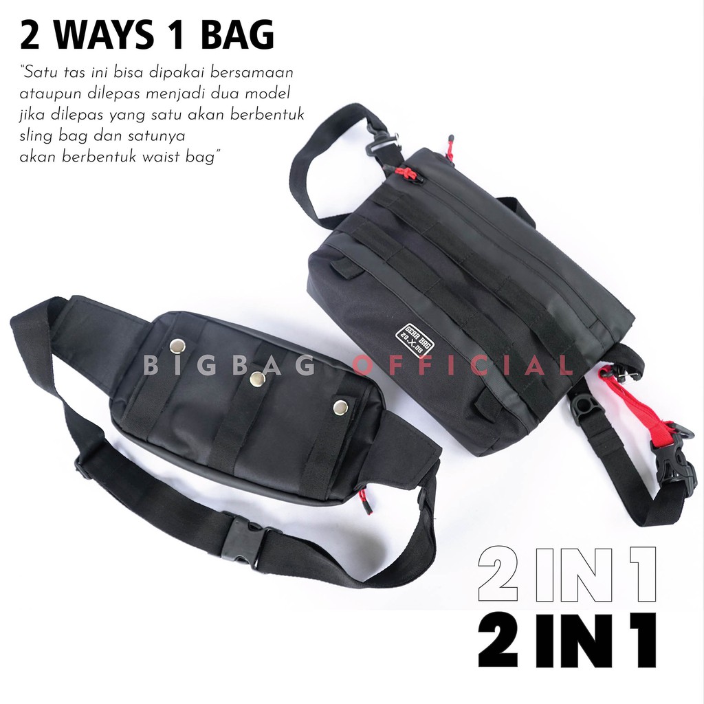 PTS - GEAR BAG NEX 2 in 1 - 13119 Waist bag and Sling bag With Earphohe Hole - Tas Selempang Pria Tas