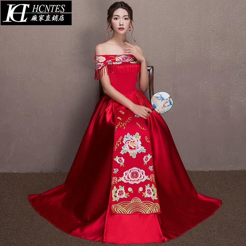 Dress Cheongsam Gaya Cina  Untuk Pengantin  Wanita Shopee 