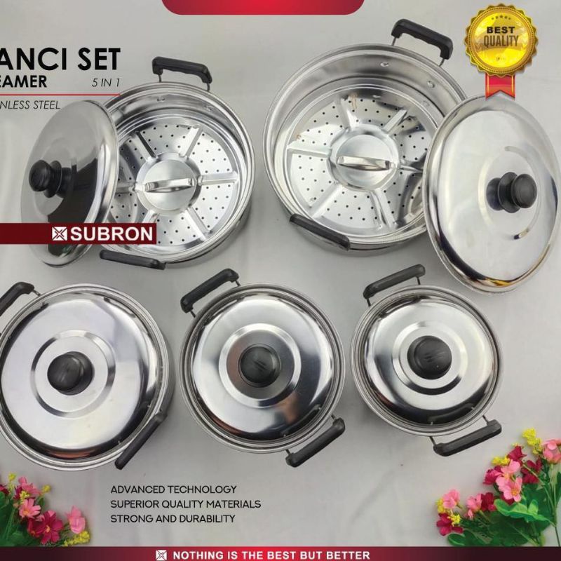 Panci set 12 pcs + steamer subron panci set steamer cookware set plus steamerFREE BUBBLE DAN FRAGILE