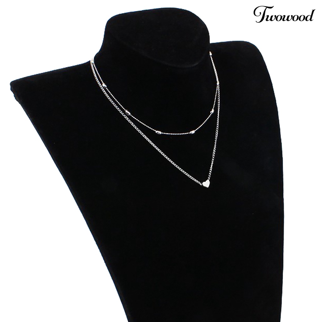 Kalung Choker Rantai Multilayer Aksen Manik-Manik Hati Untuk Wanita