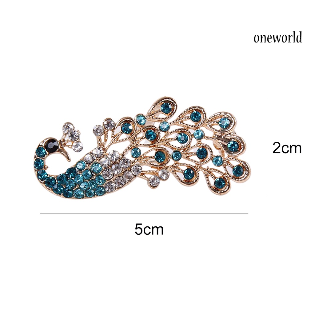 OW@ Brooch Pin Shiny Lovely Women Fashion Peacock Shape Collar Pin for Wedding