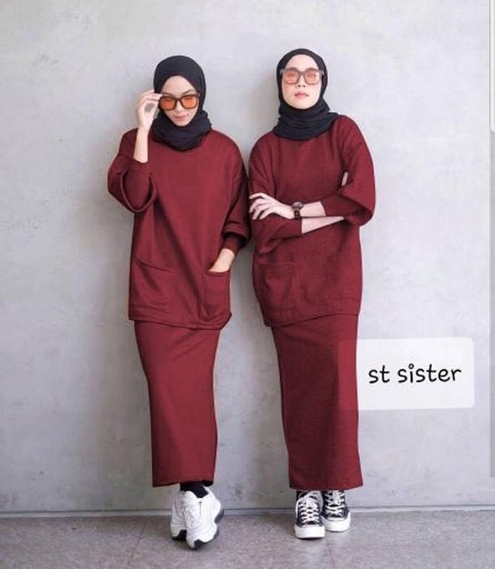 Restock JC- St Sister  / Stelan wanita muslimah / Set wanita hijab kekinianl