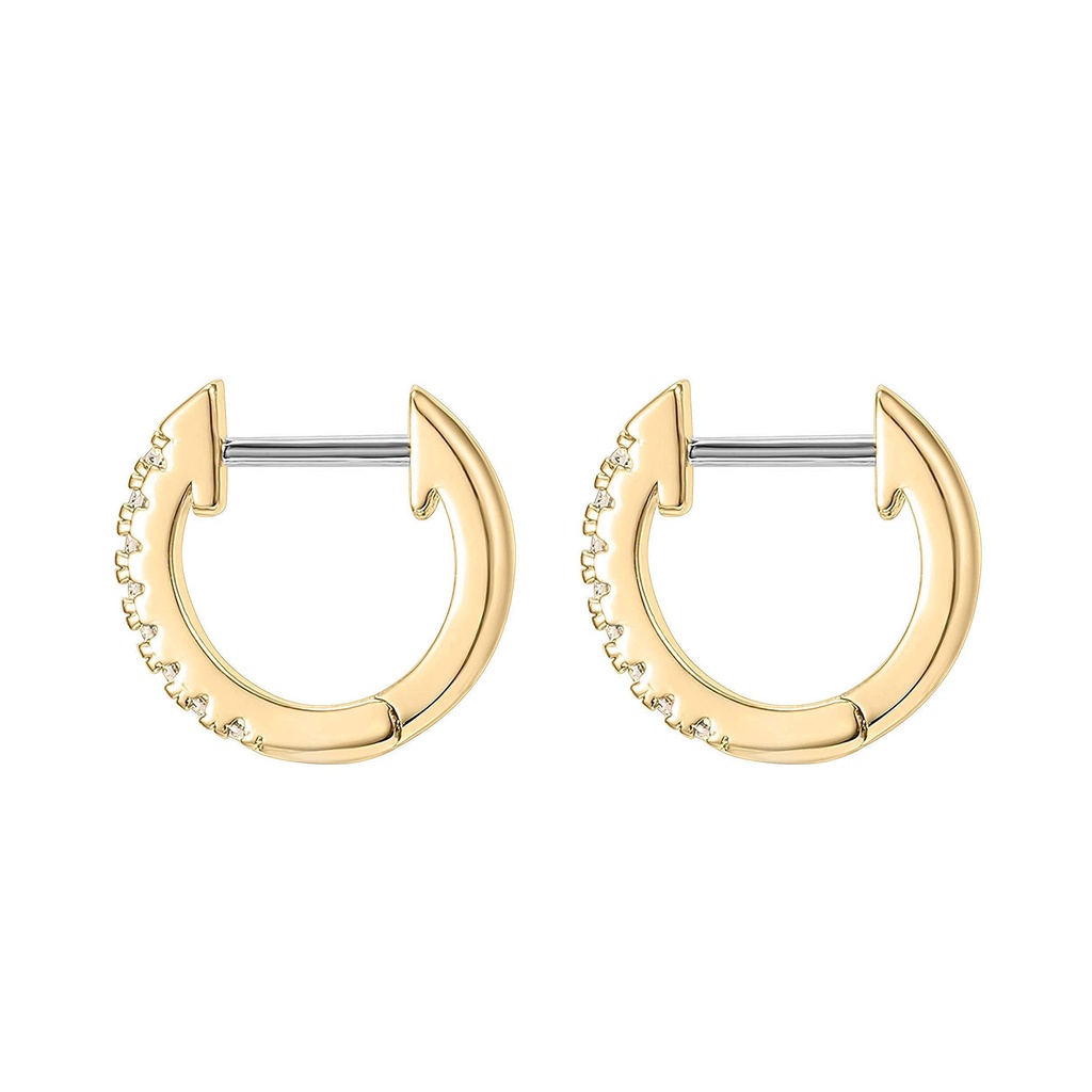 Hu Hu Hu Hu Hu Alat Bantu Pasang Kacamata♡ Anting Hoop Berlian Imitasi Bentuk Bulat Bahan Stainless Steel Anti Alergi Untuk Wanita