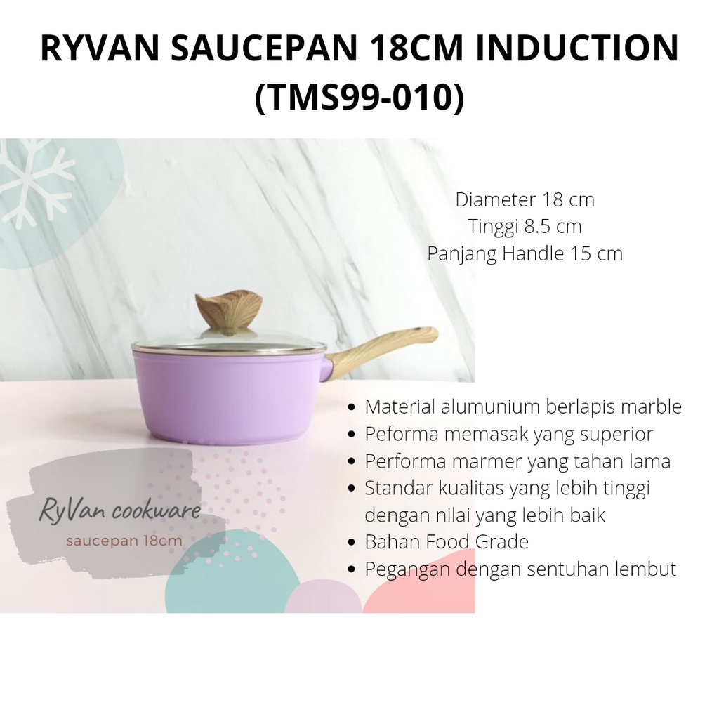 RYVAN SAUCEPAN 18CM INDUCTION PANCI GRANITE SAUCEPAN PANCI INDUKSI 18 CM GRANIT