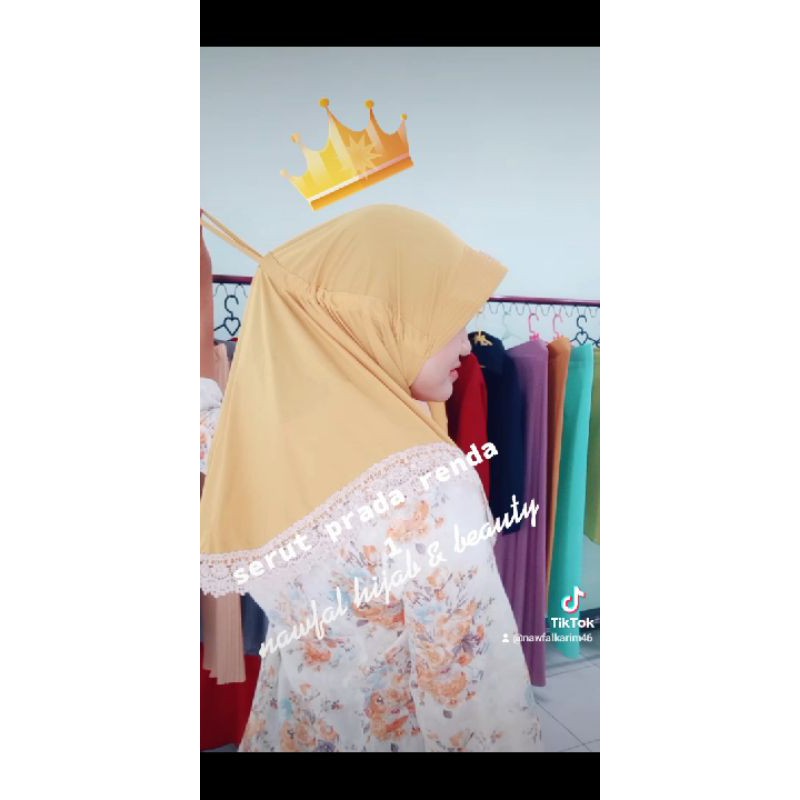 jilbab serut prada renda