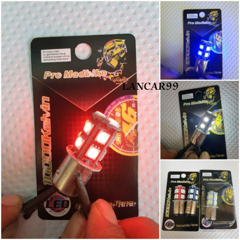 LAMPU LED REM STOP BAYONET 13 MATA KEDAP KEDIP MOBIL MOTOR KAKI 1 & KAKI 2 DC T20