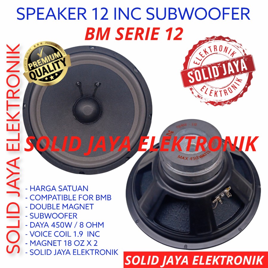 SPEAKER BM 12 INC SUBWOOFER SUB WOOFER FOR BMB DOUBLE MAGNET KARAOKE 12 INCH IN 12IN 12INC 12INCH 12&quot; MIDLE MID BASS VOKAL VOCAL KARAOKE BM 2 MAGNET