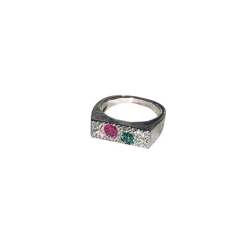 Cincin Batu Permata Bentuk Hati Gaya Retro