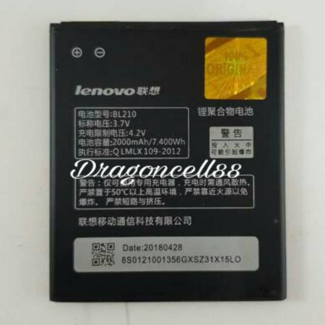 Baterai LENOVO BL210 -A536-S820-S650 Kualitas ORIGINAL 100%