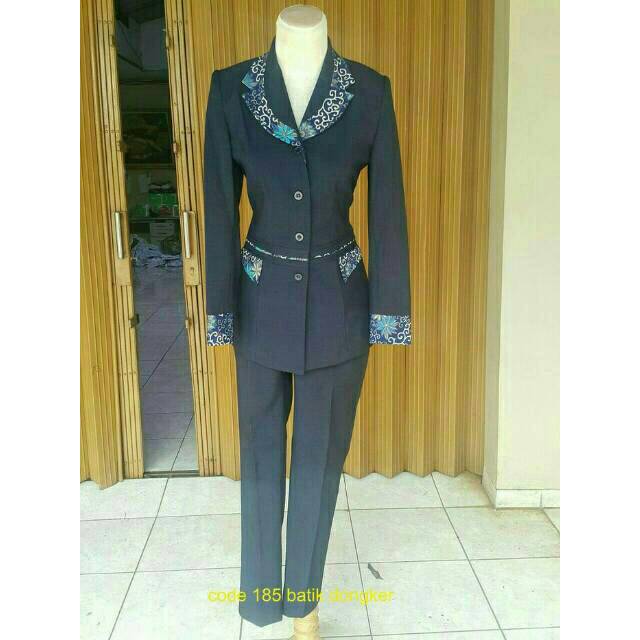 STOK LAMA BAJU BLAZER SETELAN BATIK DONGKER CODE MIX KERJA WANITA KARYAWAN KANTOR BANK, HOTEL, KASIR