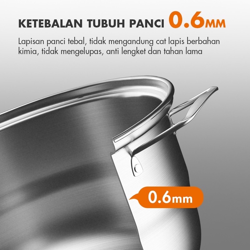 Gaabor Panci Kukus Panci Rebus 3 Tingkat Steamer Stainless Steel Anti Karat Diameter 28cm /GS-S28AZplus