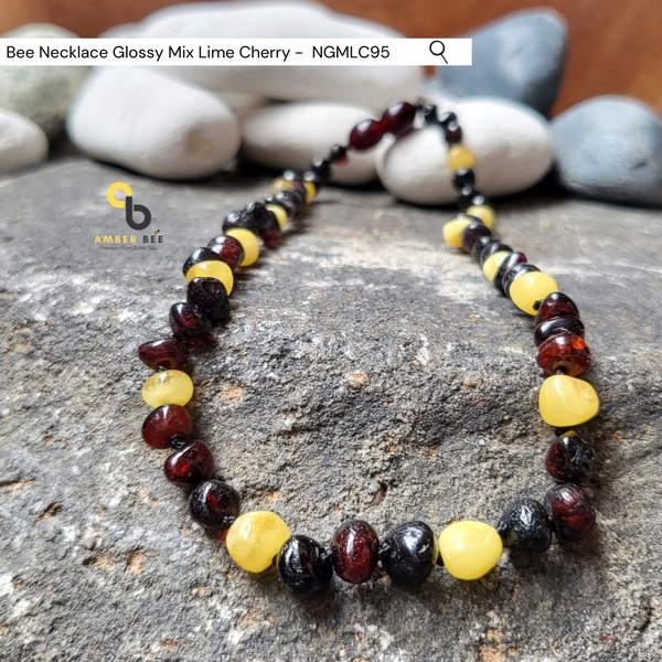 Kalung Amber Anak Premium Mix Cherry Lemon by Amber Bee NGMLC95