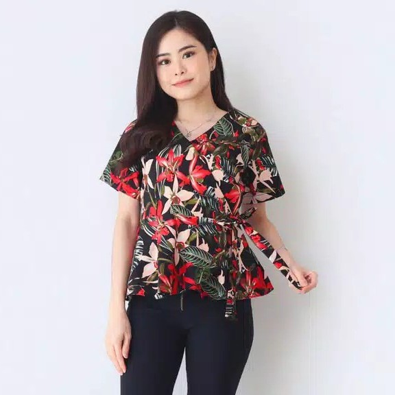 Batik wanita - Atasan blouse batik fashion wanita 691 - 628 Motif-BLACK 628