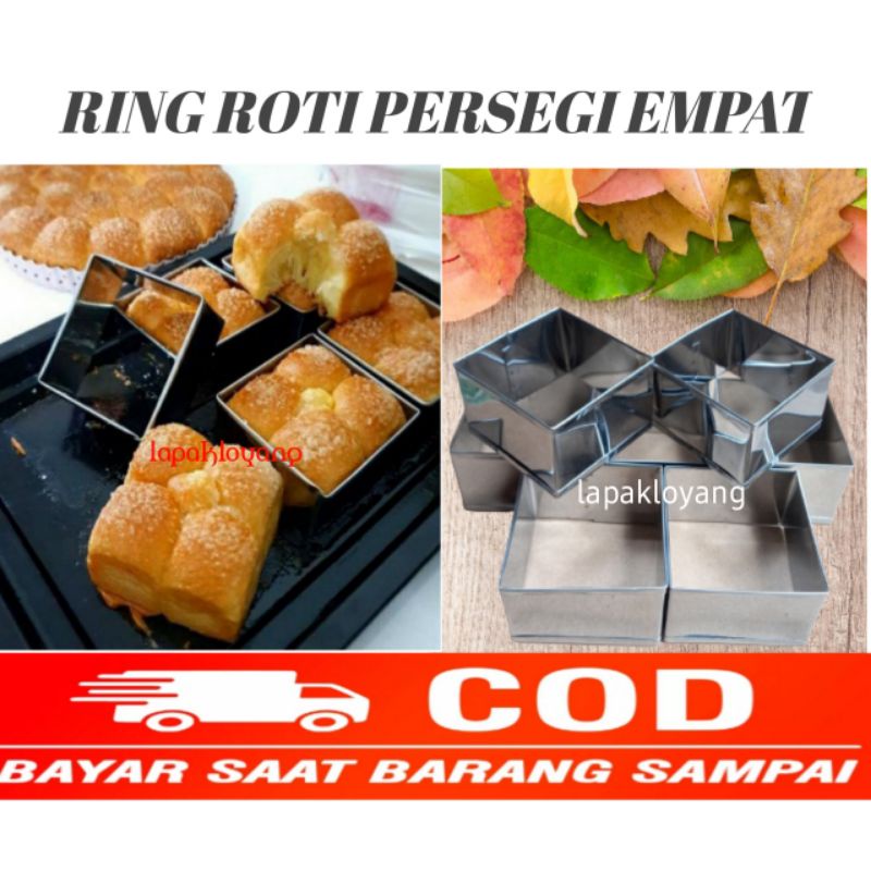 12 pcs ring roti/ring persegi empat  uk 6,8,10 tinggi 3 cm