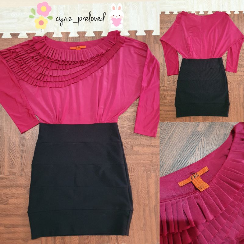 preloved dress ruffle fuchsia