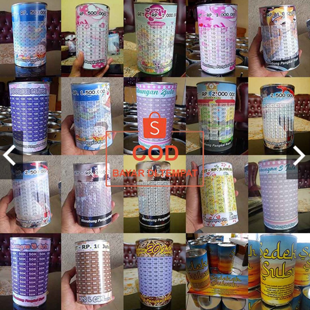 ✅COD Celengan Tabungan Challenge Tantangan Menabung Target Viral Kaleng Custom Unik Buka Tutup Murah-RANDOM (CAMPUR)