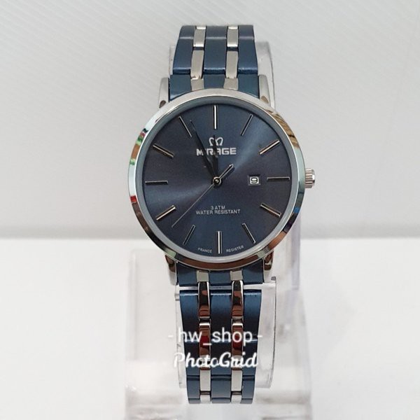 Jam Tangan Wanita Mirage Original 8734 Biru List Silver Bergaransi Water Resistant 3 ATM