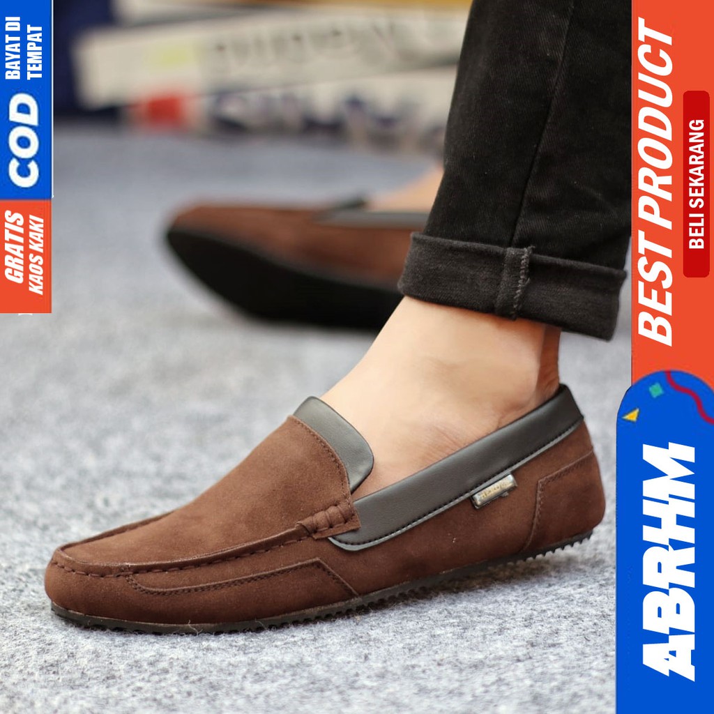 ABRHM Sepatu Casual Slip On Hitam Kerja Pria