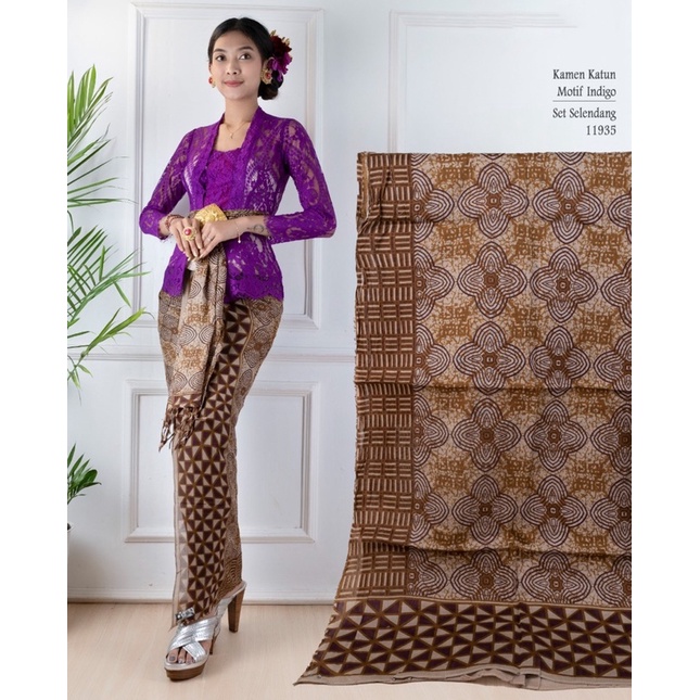 batik set selendang //batik motif indigo