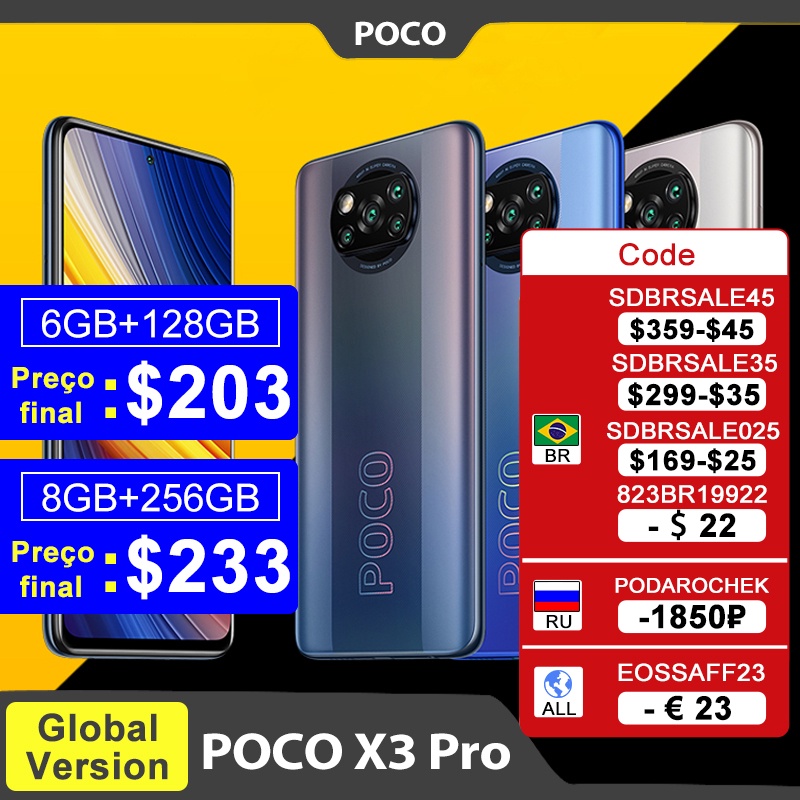 Global Version POCO X3 Pro 6GB 128GB / 8GB 256GB Mobile Phone Snapdragon 860 120Hz DotDisplay 732G 4