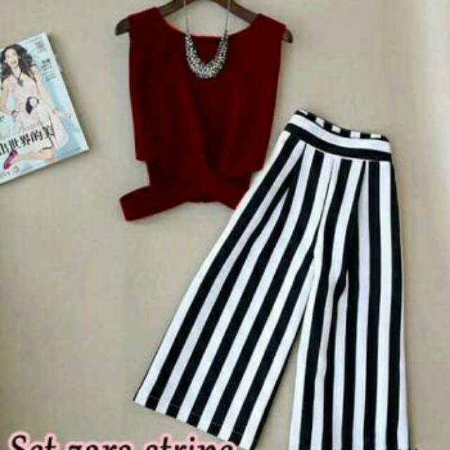 Zara stripe maroon