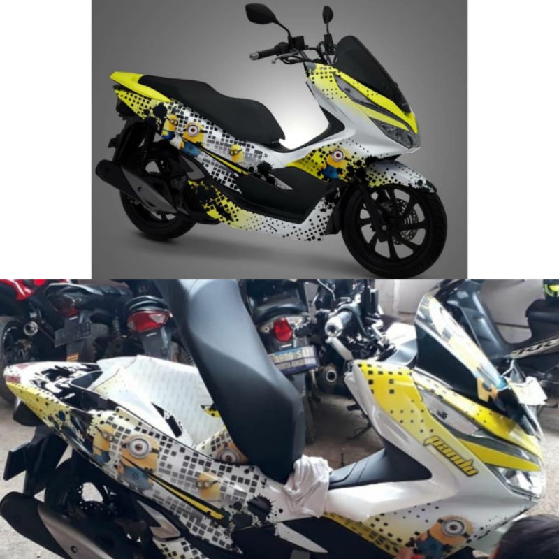 Decal Hnda PCX Motif minions kuning putih variasi #stiker888