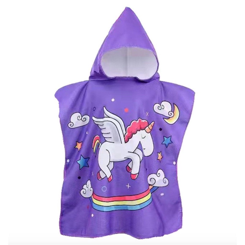 Handuk Ponco Anak Motif Karakter Microfiber-Unicron Ungu Tua