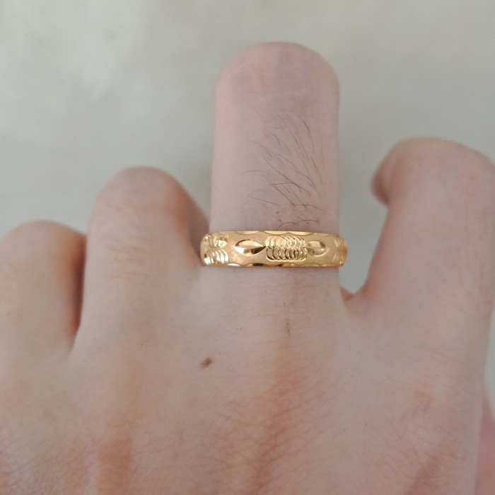 (BISA COD) cincin emas asli model bangkok kadar 700 70% 18k 22 0,5gram 1gram 8 9 - Putih