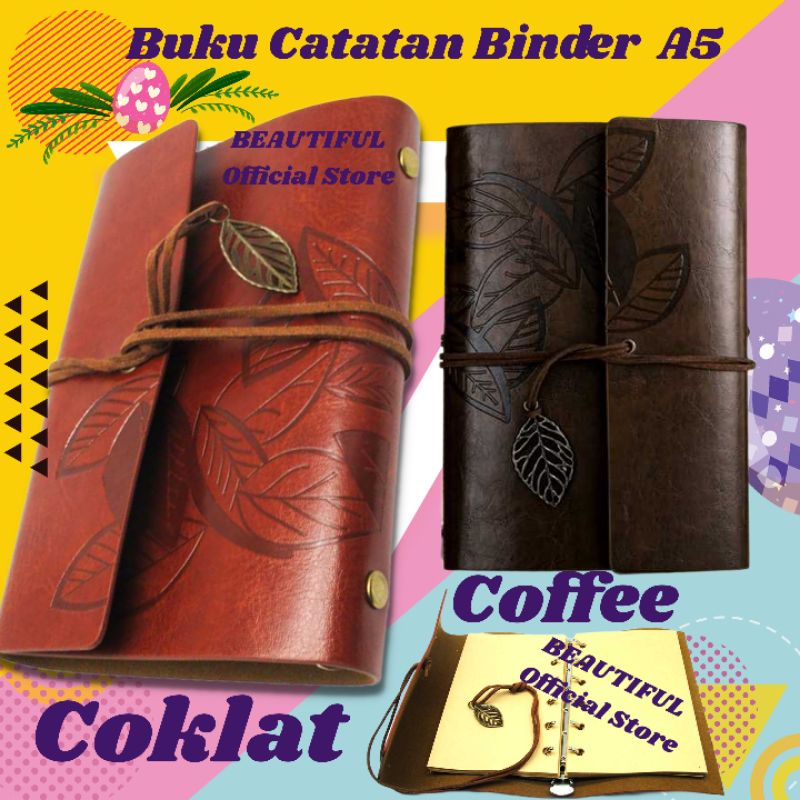 

Buku Catatan Binder Kulit Retro Leaf Kertas A5