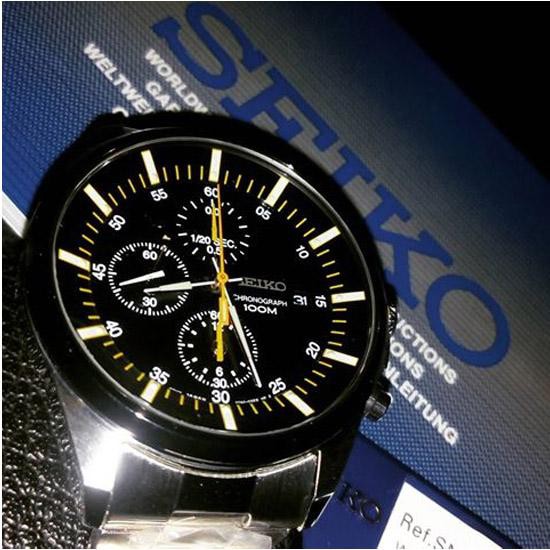 Seiko Quartz SNDC85P1 Chronograph Yellow Markers | Jam Pria SNDC85