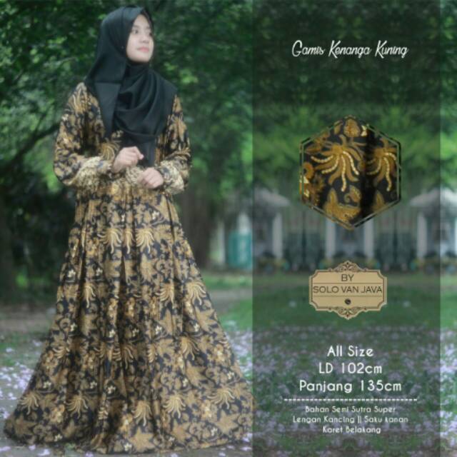 Long dress muslim batik modern, busana muslim gamis batik good quality