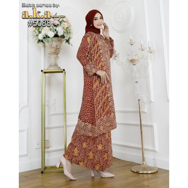 Setelan rok batik viskos premium//rok batik viskos kancing depan//batik viskos busui//rok batik semi sutra//viskos kondangan