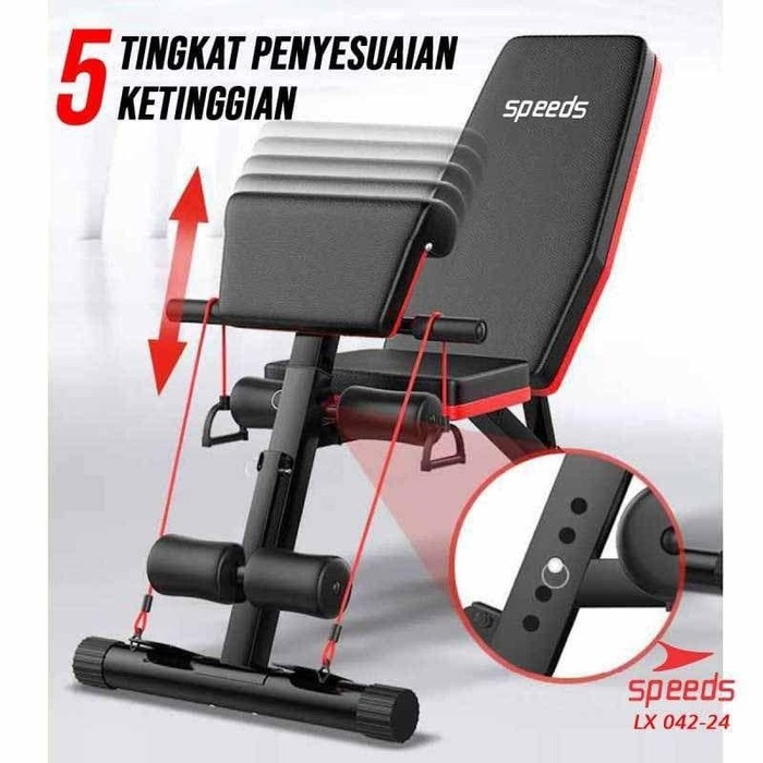 alat olahraga fitness gym rumah praktis multifungsi sit up bench bahan baja kuat