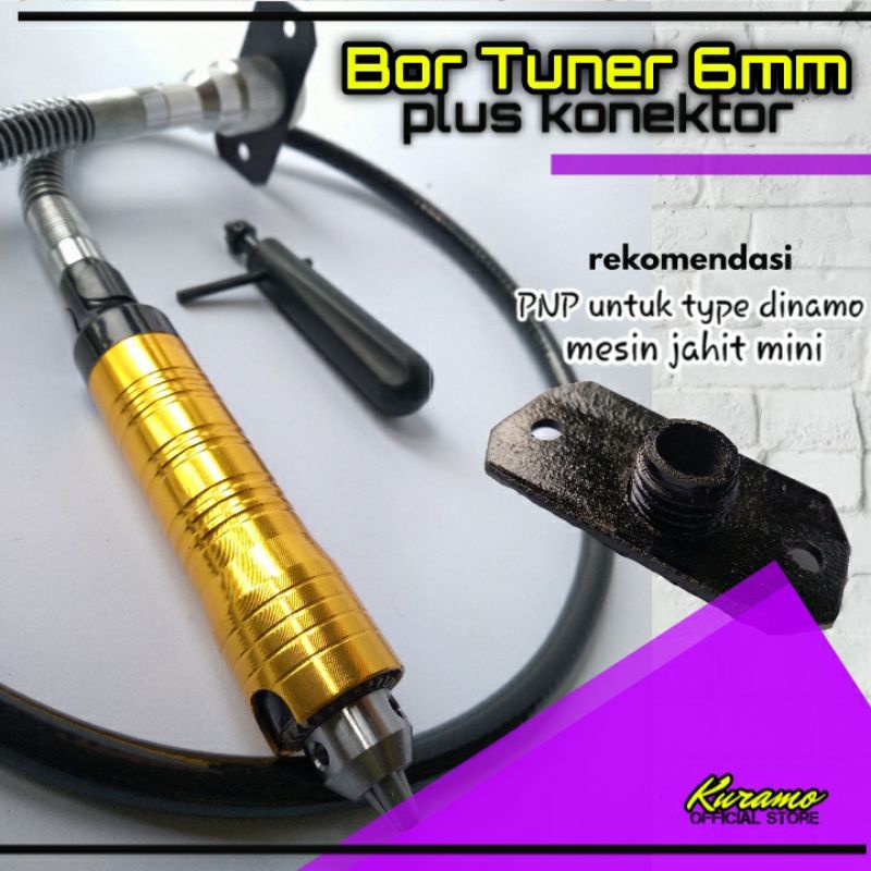 Bor Tuner 6mm Plus Konektor PNP Untuk Dinamo Mesin Jahit Mini / Mini Die Grinder Set / Foredom
