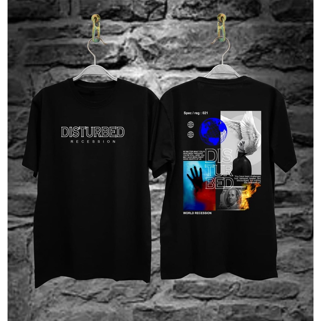 Baju Kaos DISTURBED Distro Kekinian Kaos Pria Lengan Pendek T-shirt Bergambar Keren Kaos Murah Atasan Unisex