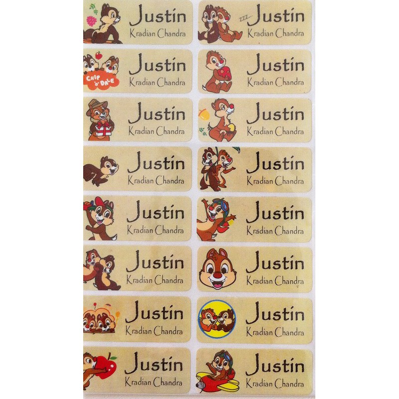 

Chip and Dale Label nama sticker label name waterproof