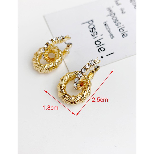 LRC Anting Tusuk Fashion Silver Alloy Circle Earrings F85360